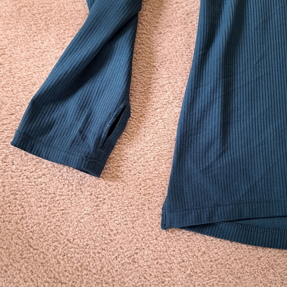 Danskin Active Top Ribbed Women's Large Blue Long Sleeved Crewneck Tee - Picture 12 of 16